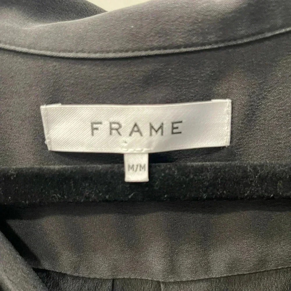 Frame Black Silk Long Sleeve Blouse size Medium - Picture 2 of 5